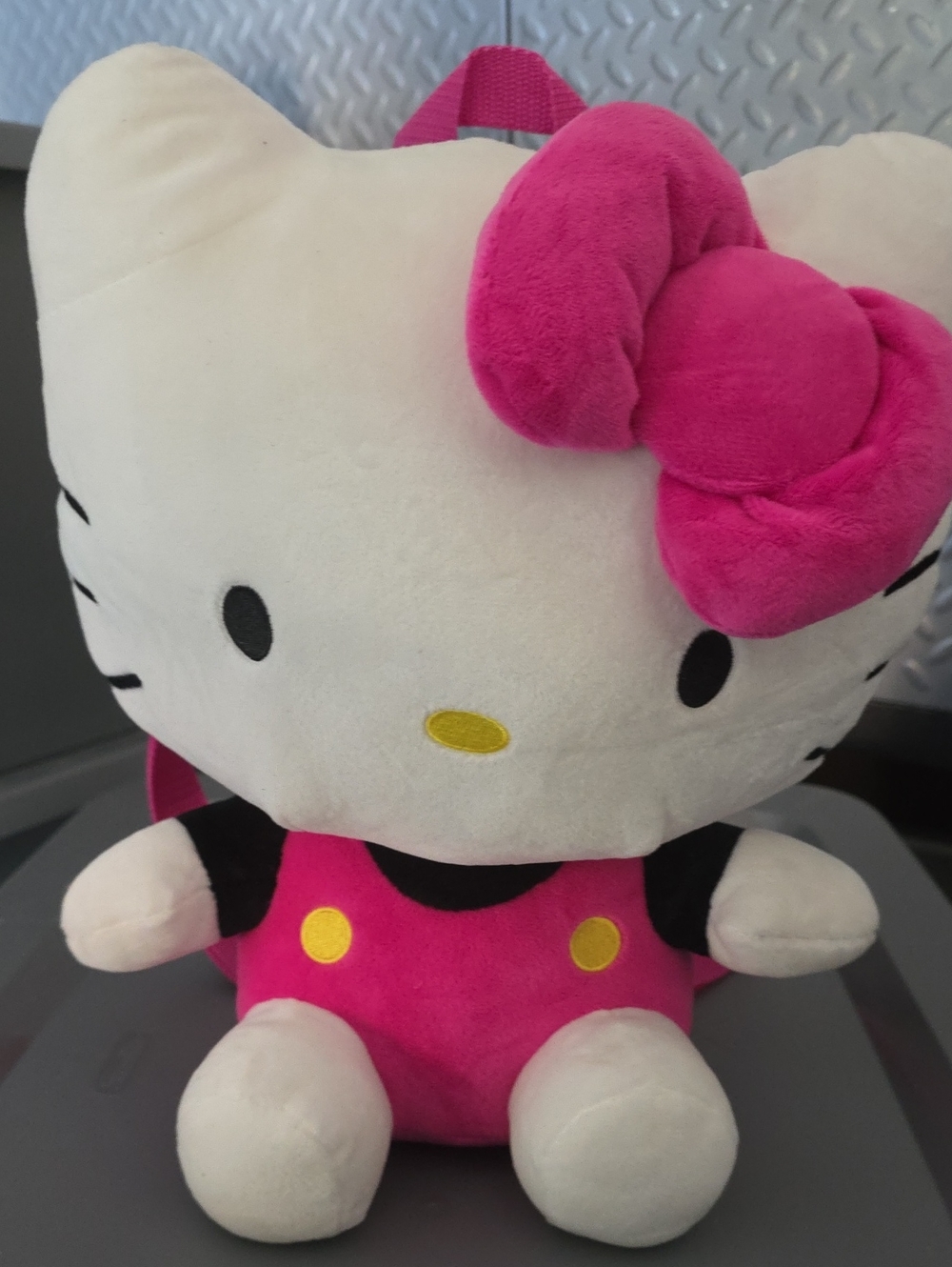 Hello Kitty Plush Backpack in Hot Pink and Cream with Black Accents
